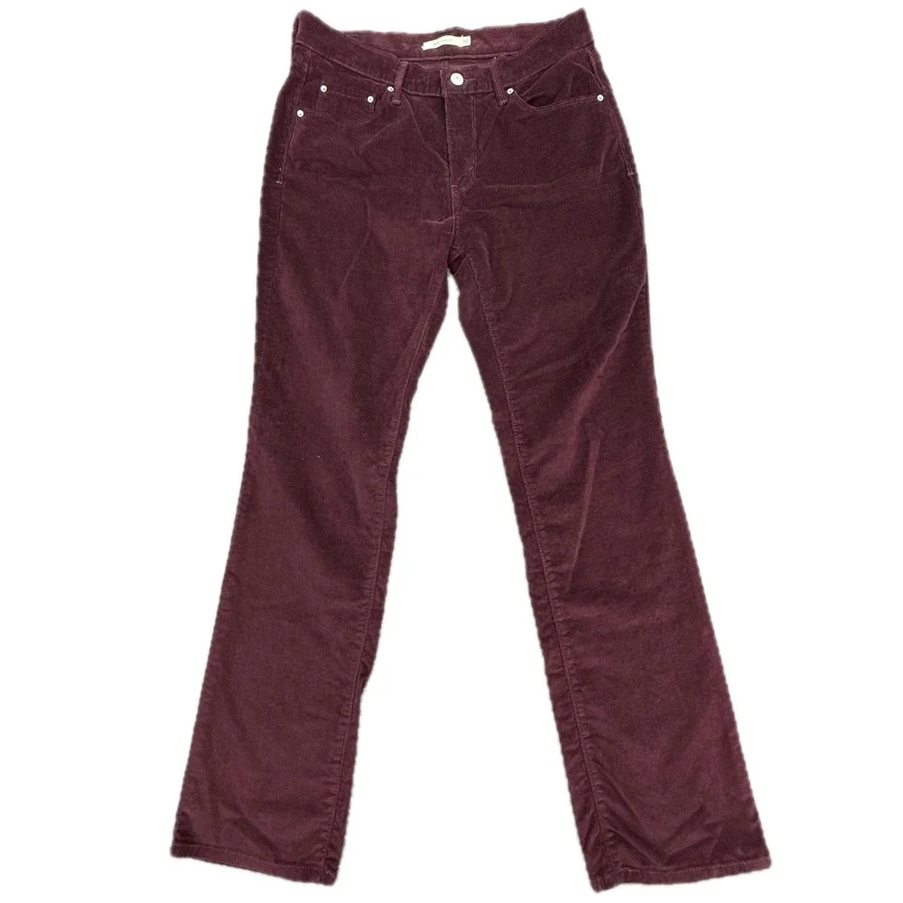 Levi's‎ 505 Straight Corduroy Pants Womens 30 Burgundy Maroon Stretch 15505-0187
